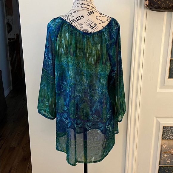 💗Ricki's Vibrant Blue and Green Blouse - Picture 9 of 14